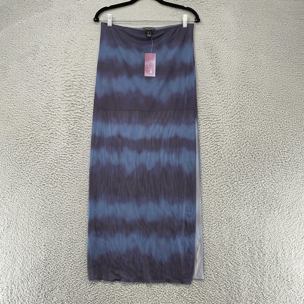 Streetwear Society Mesh Skirt Womens Large Tie Dye Sheer Y2K Lined Slit Fairy